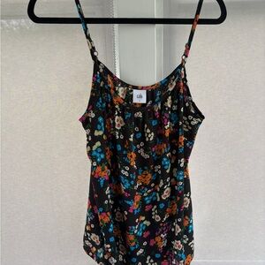 CAbi Carefree Floral Camisole - Black with Multicolor